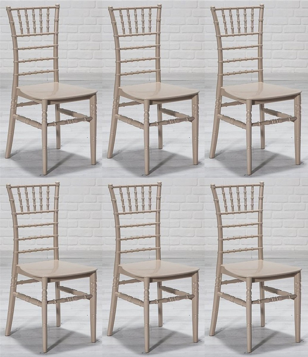 Designer Acryl Stuhl Set Cappuccino 40 x 46 x H. 92,5 cm - Esszimmerstühle - Acryl Esszimmer Möbel