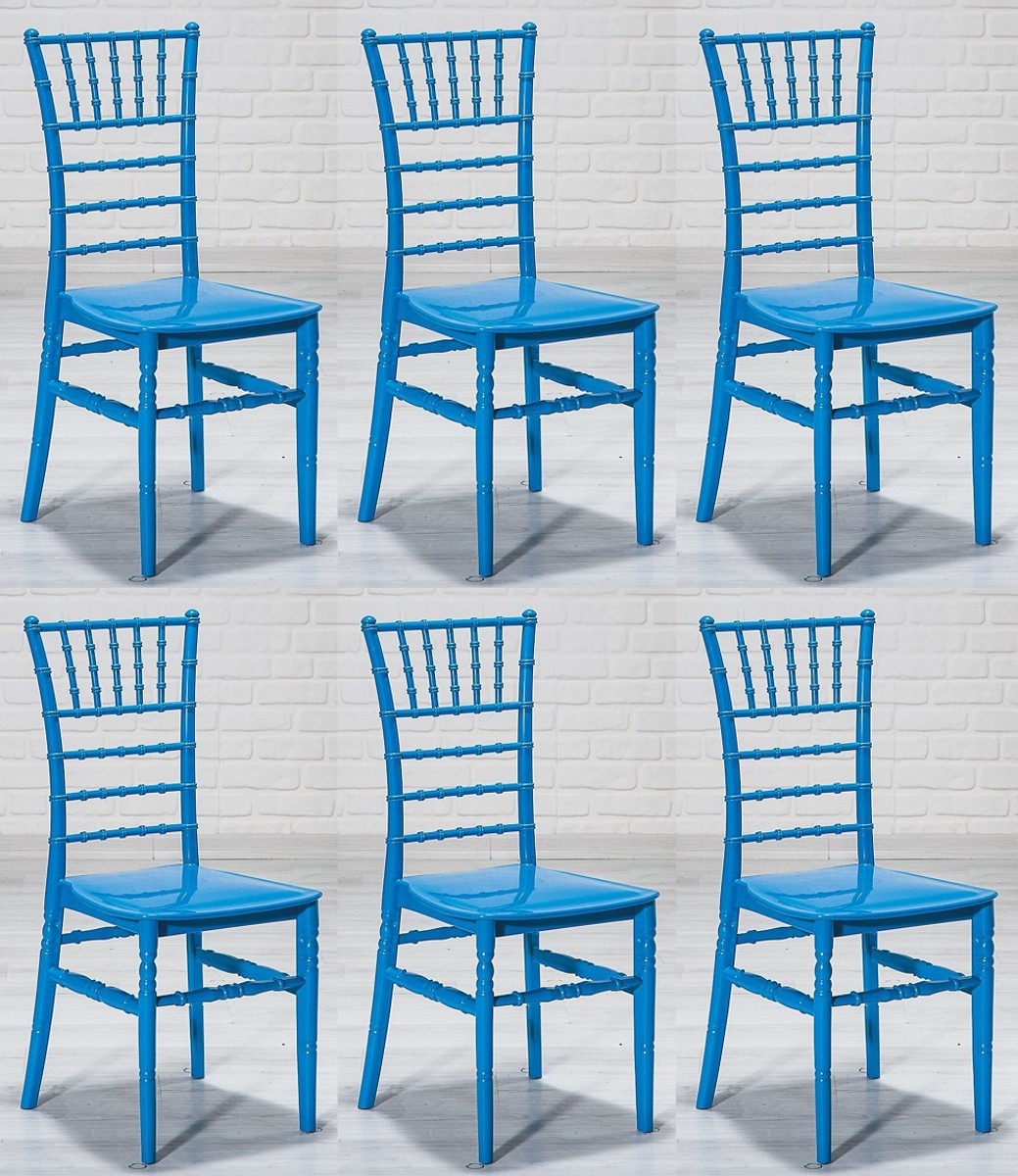 Designer Acryl Stuhl Set Blau 40 x 46 x H. 92,5 cm - Esszimmerstühle - Acryl Esszimmer Möbel