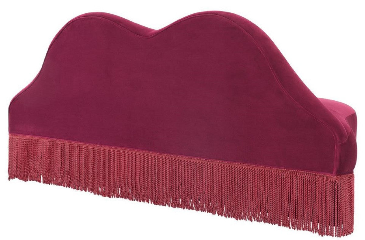 Designer Samt Sofa Lippen Mund Bordeauxrot 195 x 80 x H. 97 cm - Designer Wohnzimmer Möbel - Luxus Kollektion