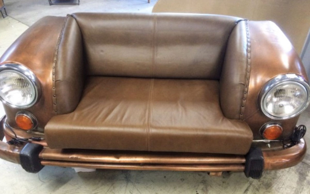 Designer Autosofa Braun / Bronzefarben 159 x 65 x H. 75 cm - Wohnzimmer Sofa im Auto Design - Wohnzimmer Auto Möbel