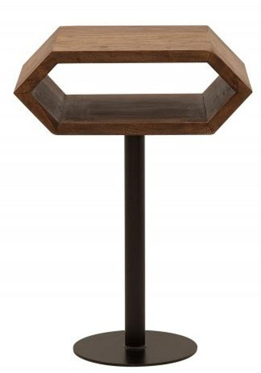 Designer Beistelltisch Natur / Schwarz Sheesham 45cm x 35cm x H.65cm Massivholz