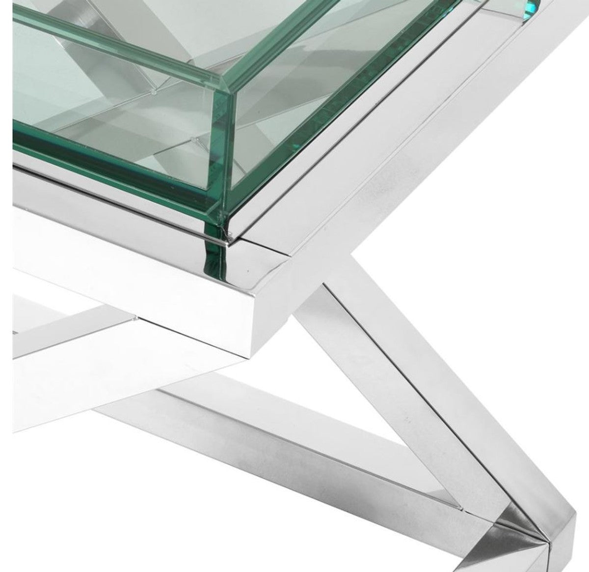Designer Beistelltisch Silber 61 x 48 x H. 58,5 cm - Luxus Hotel Möbel