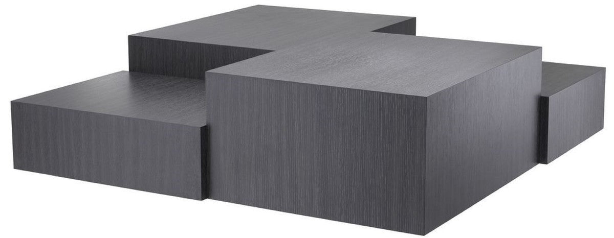 Luxus Wohnzimmer Couchtisch Grau 112 x 112 x H. 40 cm - Wohnzimmertisch mit 3 verschiedenen Tischhöhen - Luxus Möbel
