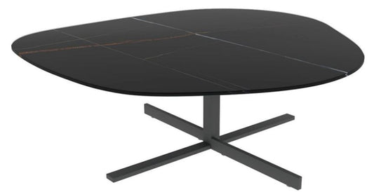 Designer Couchtisch 109 x 100 x H. 37 cm - Verschiedene Farben - Wohnzimmertisch mit edler Glaskeramik Tischplatte in Marmoroptik - Luxus Wohnzimmer Möbel