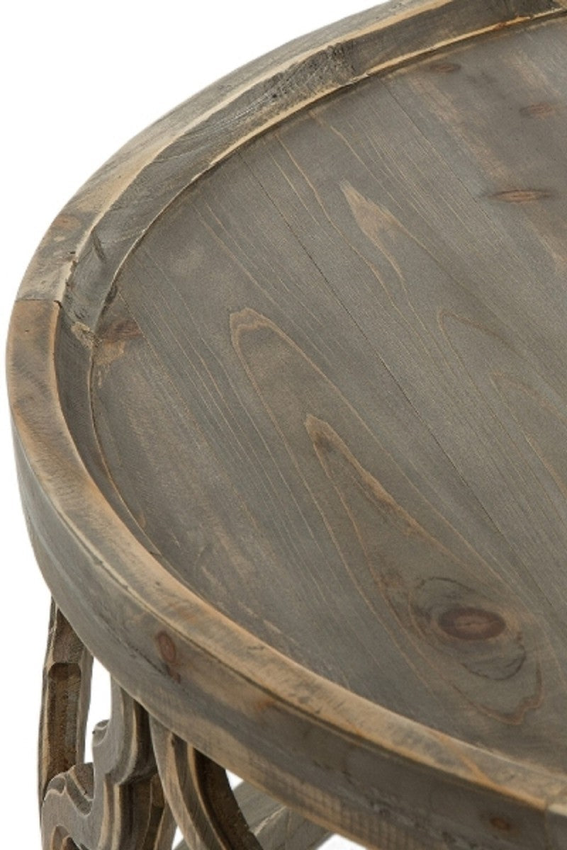 Designer Couchtisch Braun Ø 80 x H. 37 cm - Moderner Runder Holz Wohnzimmertisch