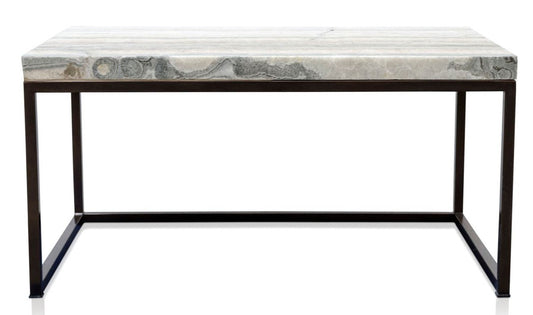 Luxus Wohnzimmertisch mit Naturstein Tischplatte 80 x 50 x H. 40 cm - Luxus Couchtisch