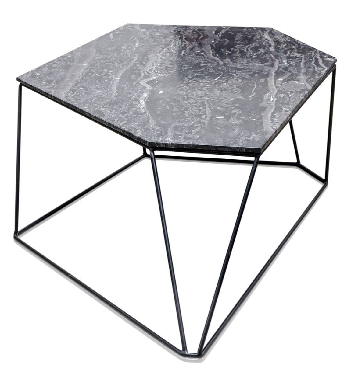 Designer Couchtisch Schwarz 89 x 54 x H. 30 cm - Luxus Wohnzimmertisch mit Marmorplatte