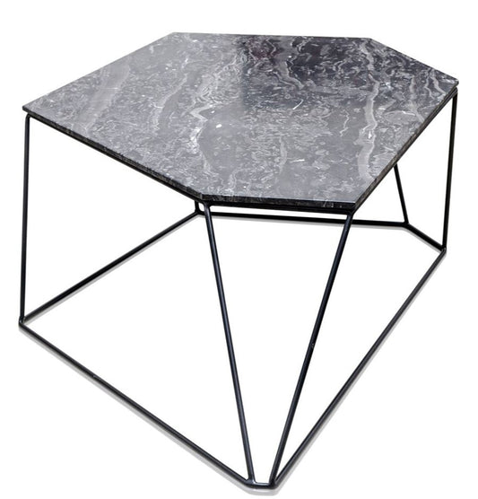 Designer Couchtisch Schwarz 89 x 54 x H. 30 cm - Luxus Wohnzimmertisch mit Marmorplatte