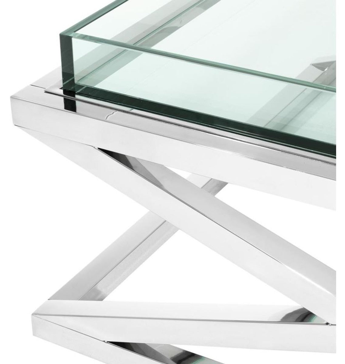 Designer Couchtisch Silber 100 x 100 x H. 46,5 cm - Luxus Hotel Möbel