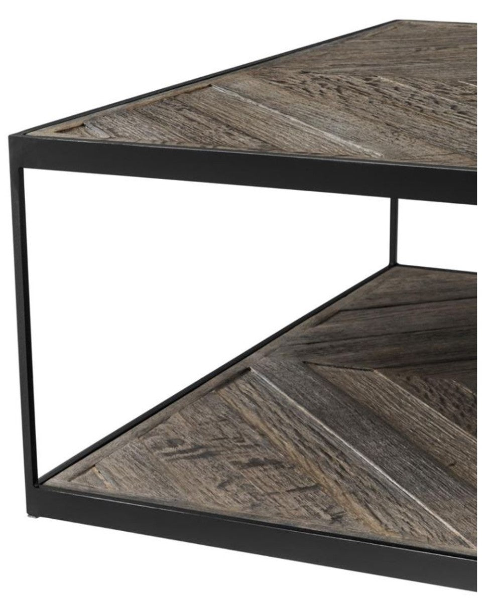 Designer Couchtisch aus verzinktem Stahl und verwittertem Eichenholz - Luxus Kollektion