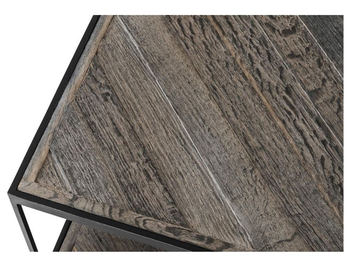 Designer Couchtisch aus verzinktem Stahl und verwittertem Eichenholz - Luxus Kollektion