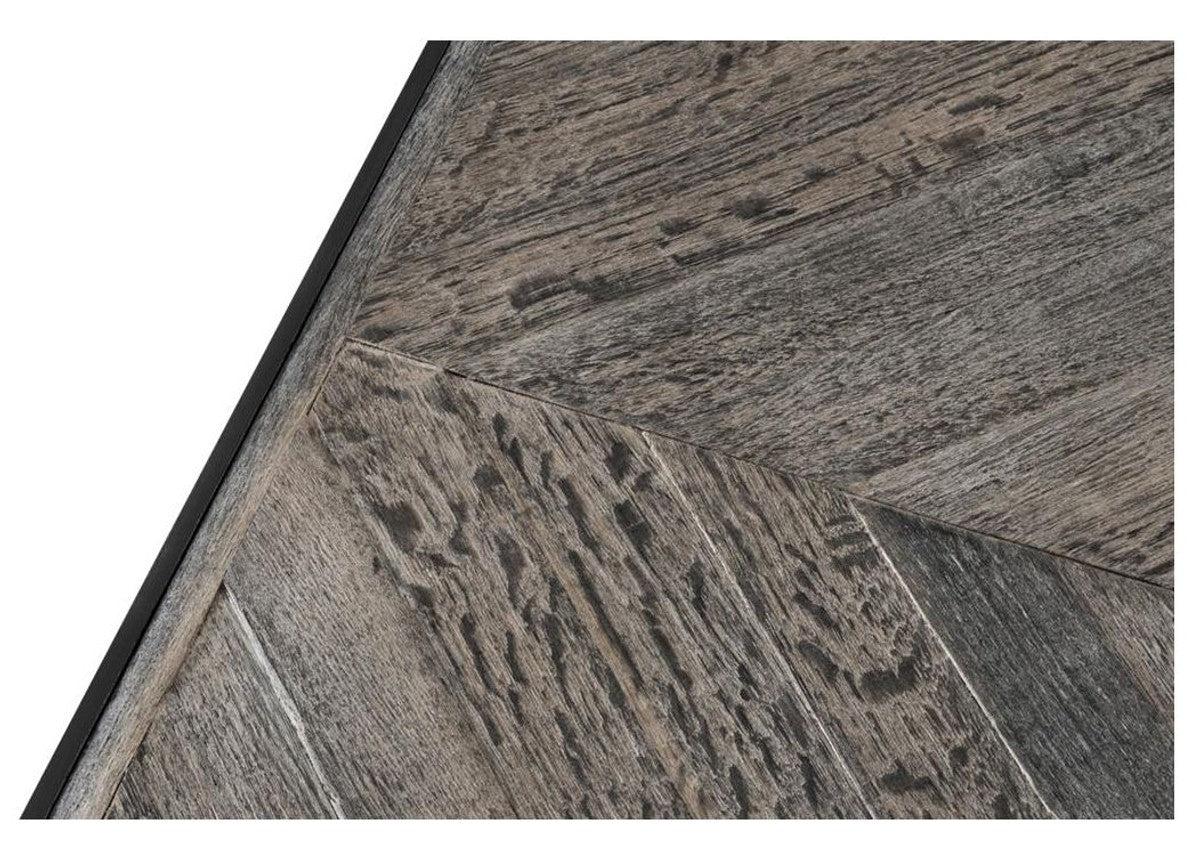 Designer Couchtisch aus verzinktem Stahl und verwittertem Eichenholz - Luxus Kollektion