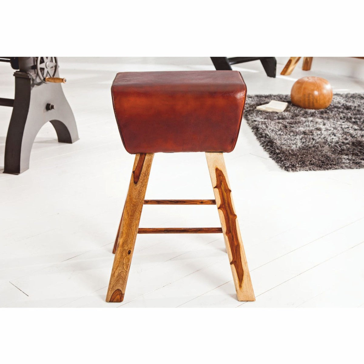 Designer Echtleder Barstuhl Braun - Barhocker - Möbel Restaurant Hotel