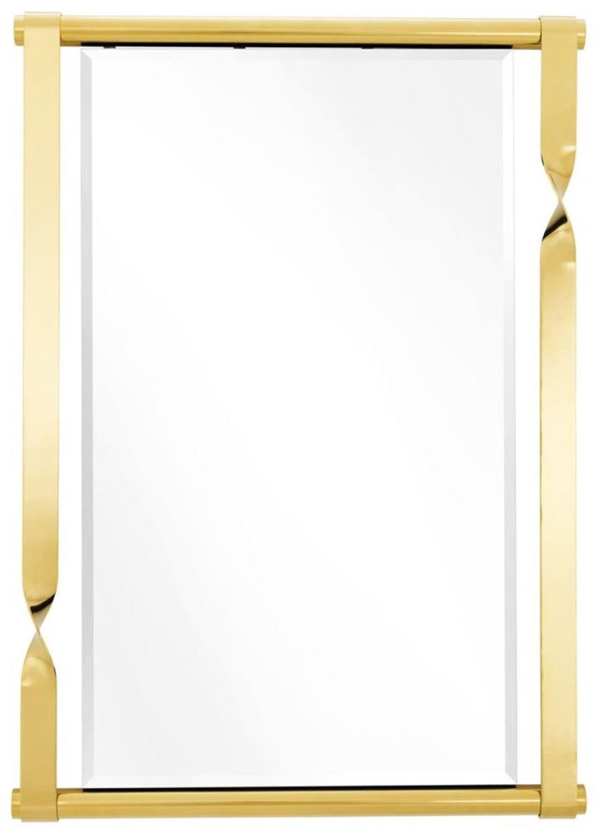 Designer Edelstahl Spiegel / Wandspiegel Gold 95 x 9 x H. 134 cm - Designermöbel