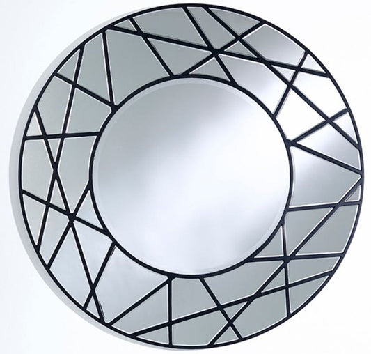 Designer Spiegel Schwarz Ø 102 cm - Luxus Wohnzimmer Wandspiegel