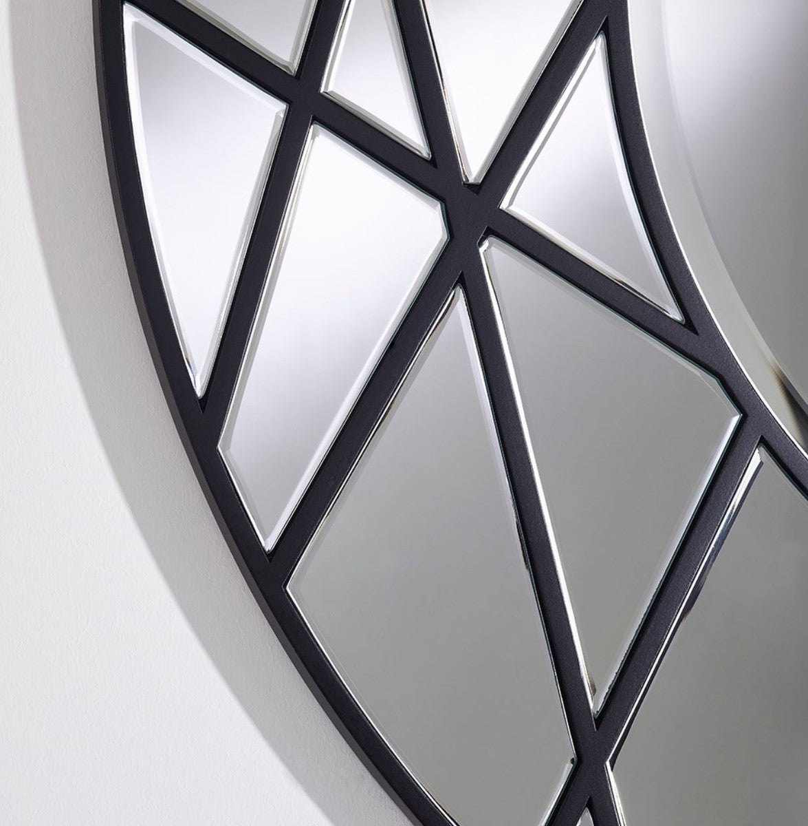 Designer Spiegel Schwarz Ø 102 cm - Luxus Wohnzimmer Wandspiegel