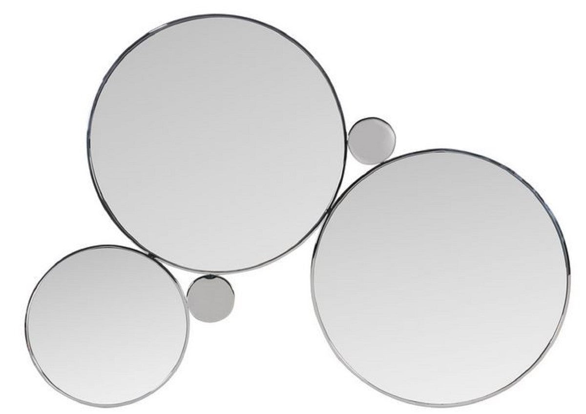 Designer Wandspiegel Silber 167 x H. 121 cm - Edelstahl Spiegel - Luxus Wohnzimmer Spiegel