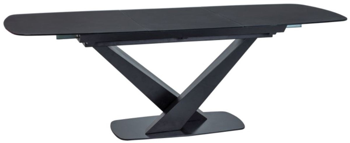 Designer Esstisch mit Glasplatte 160-220 x 90 x H. 75 cm - Verschiedene Farben - Moderner Ausziehbarer Küchentisch - Designer Esszimmer Möbel