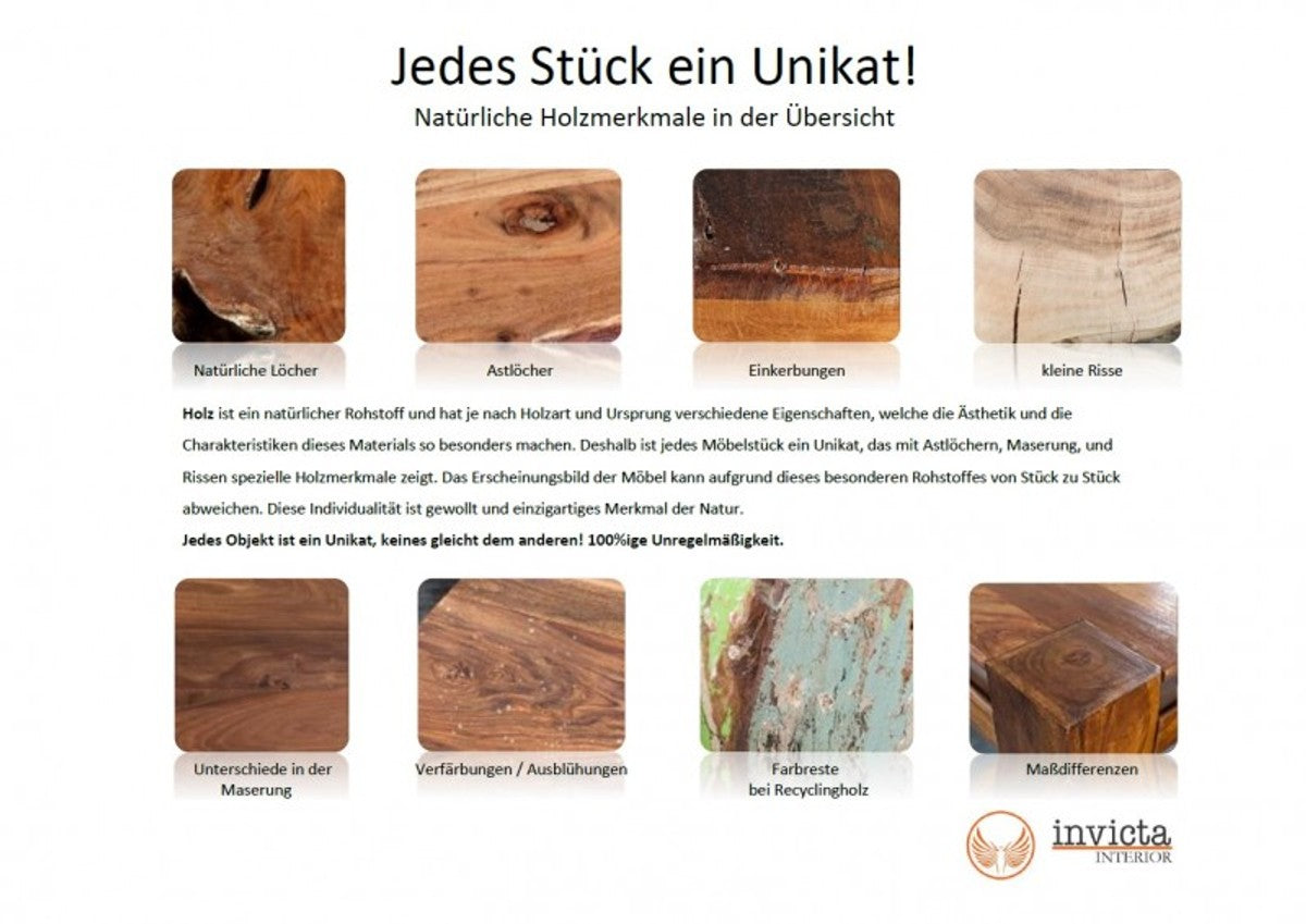 Designer Esstisch 160cm Massivholz Sheesham - Restaurant Möbel - schwere Ausführung