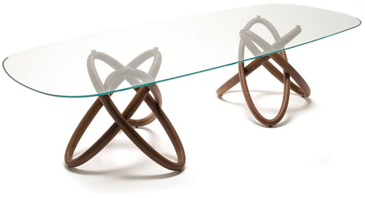 Designer Esstisch Braun 300 x 120 x H. 75 cm - Moderner ovaler Esszimmertisch mit Glasplatte - Esszimmer Möbel - Luxus Qualität - Made in Italy