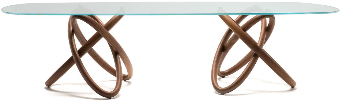 Designer Esstisch Braun 300 x 120 x H. 75 cm - Moderner ovaler Esszimmertisch mit Glasplatte - Esszimmer Möbel - Luxus Qualität - Made in Italy