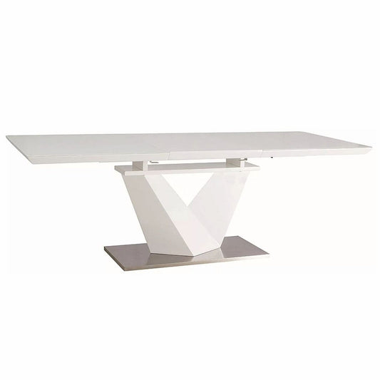 Designer Esstisch Weiß / Silber 160-220 cm - Ausziehbarer Küchentisch