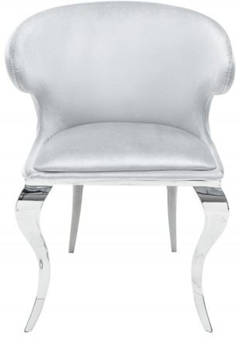 Designer Esszimmerstuhl Samt / Grau 61 x 60 x H.79 cm - Esszimmermöbel