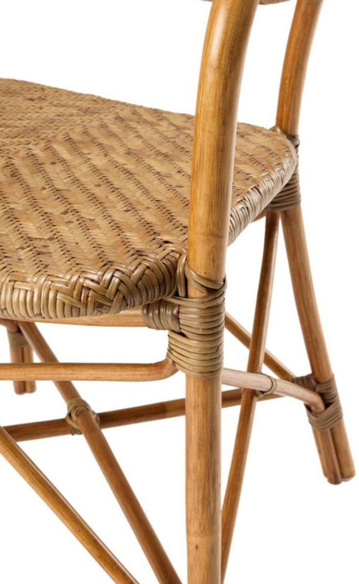 Designer Gartenstuhl mit Armlehnen hellbraun - Luxus Gartenmöbel