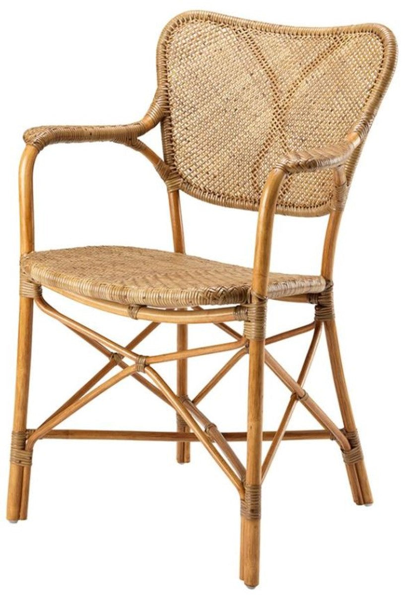 Designer Gartenstuhl mit Armlehnen hellbraun - Luxus Gartenmöbel