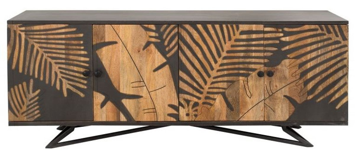 Designer Kommode Sideboard 175 x 45 x H.75cm Fernsehschrank - Handgefertigt aus massivem Mangoholz!