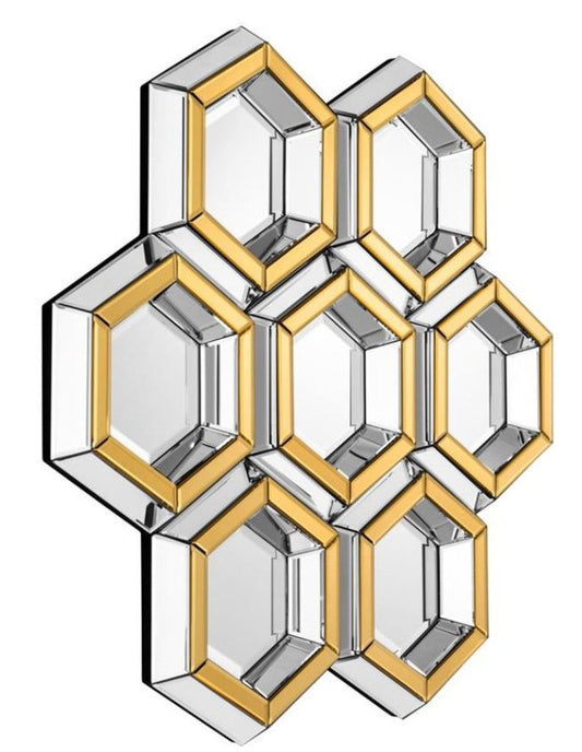 Designer Spiegel Gold 100 x H 103 cm - Luxus Wandspiegel