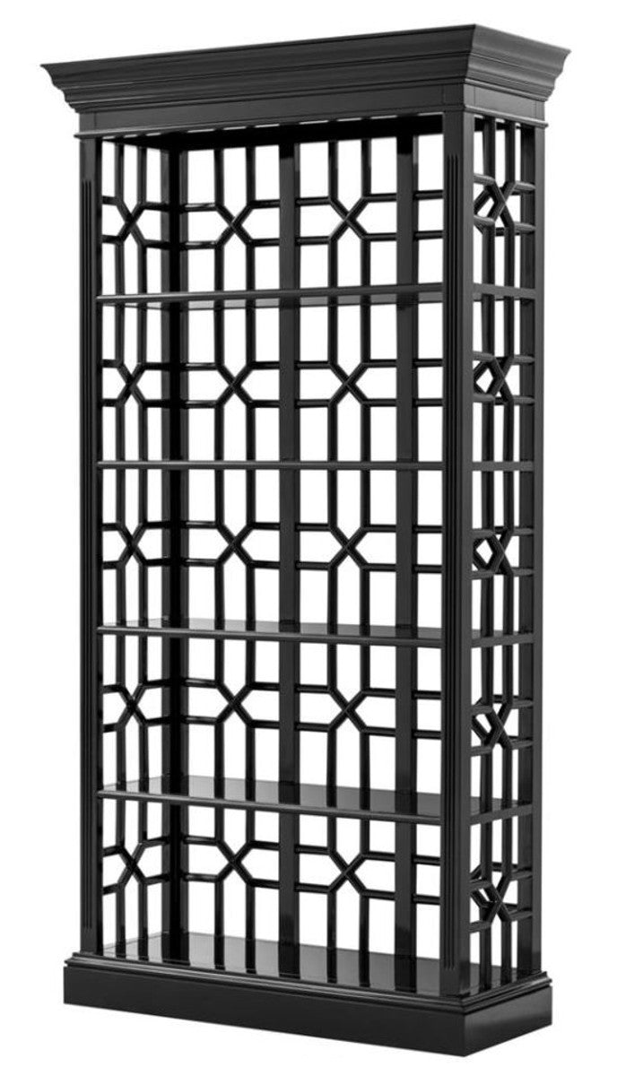 Designer Mahagoni Regalschrank Piano Schwarz - Luxus Qualität