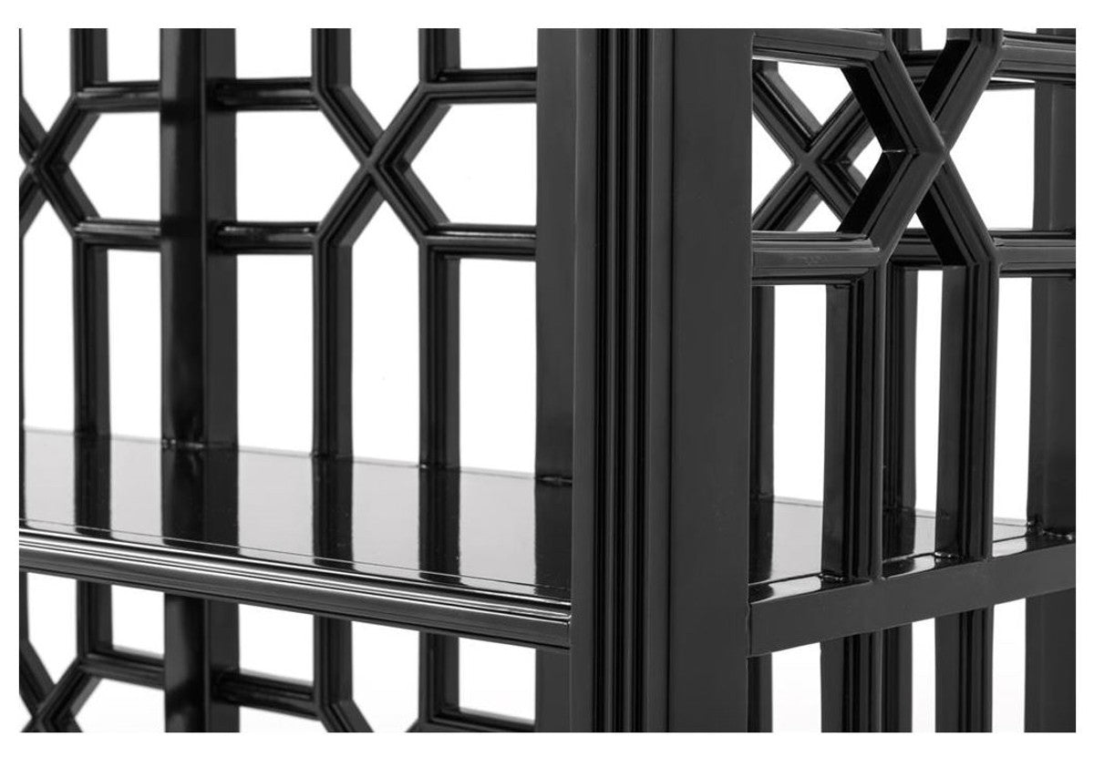 Designer Mahagoni Regalschrank Piano Schwarz - Luxus Qualität