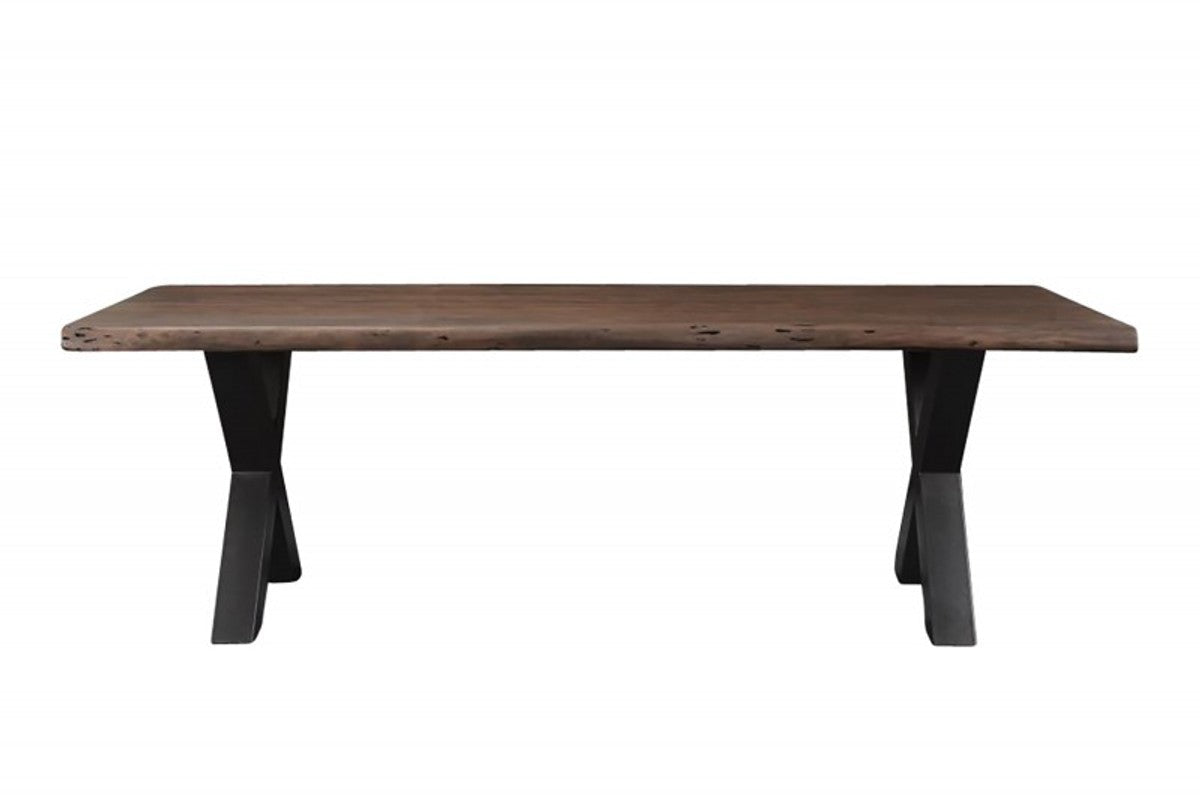 Massivholz Esstisch Akazie mit Eisengestell 200 x 100 x H.77 cm - Designer Tisch