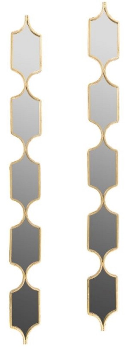 Designer Metall Spiegel Set Gold 148 cm - Luxus Wandspiegel 2er Set