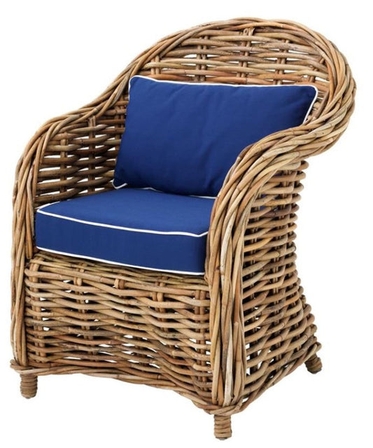 Designer Rattan Sessel 70 x 70 x H. 88 cm - Luxus Wohnzimmer Möbel