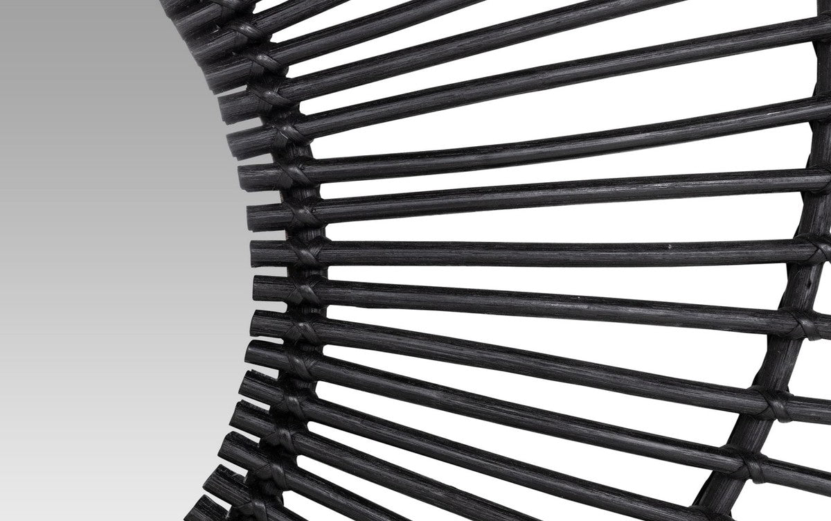 Designer Rattan Spiegel Schwarz Ø 120 cm - Wandspiegel im Sonnen Design