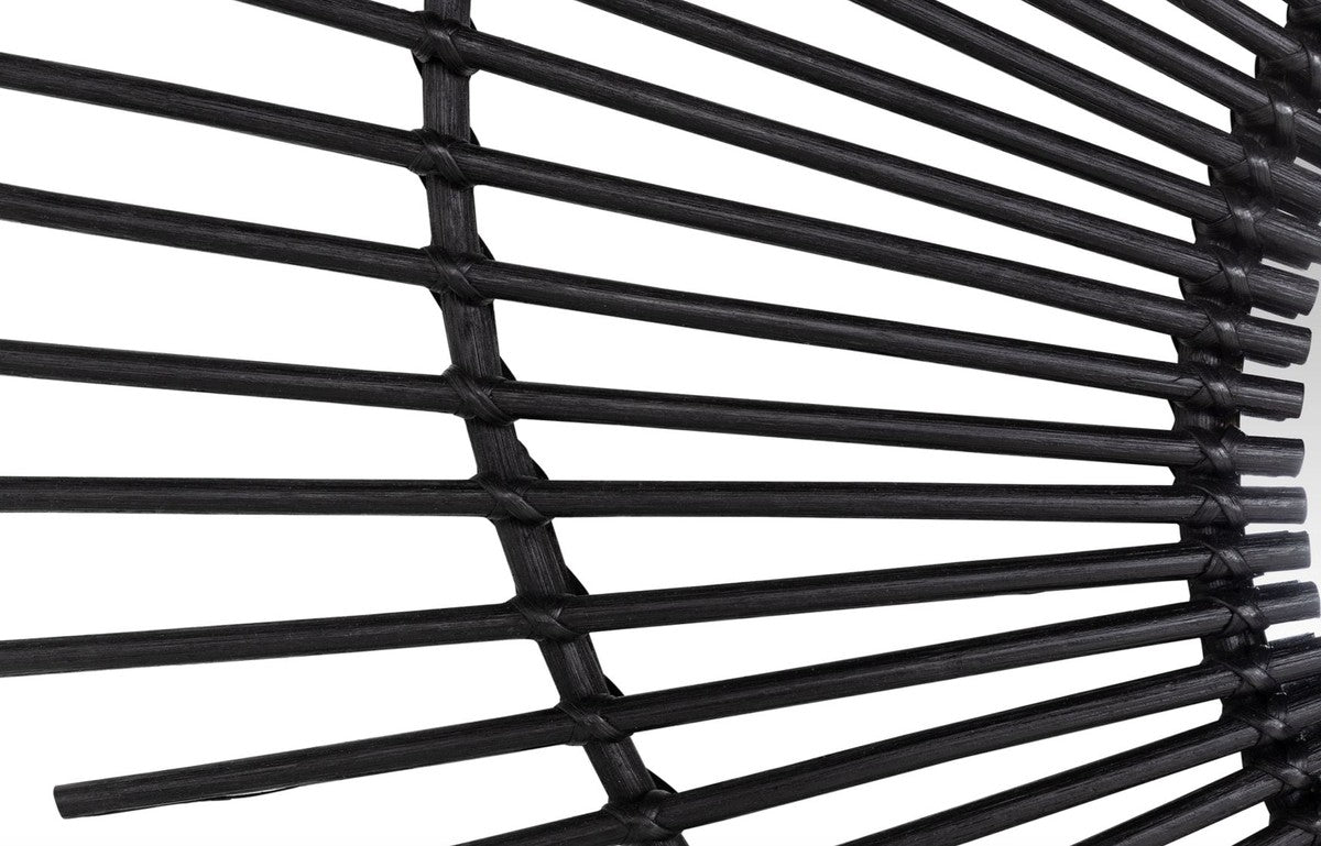 Designer Rattan Spiegel Schwarz Ø 120 cm - Wandspiegel im Sonnen Design