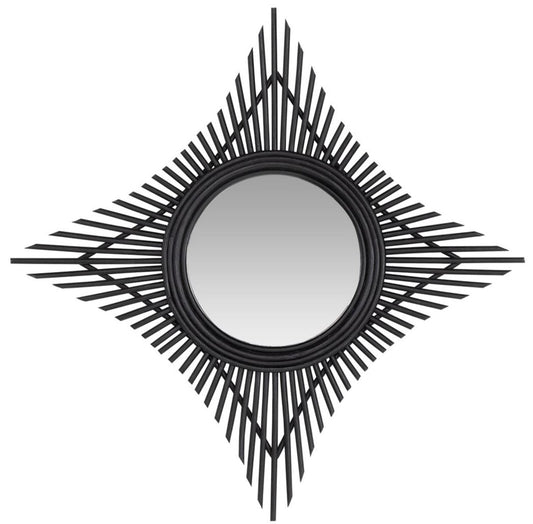 Designer Rattan Spiegel Schwarz 70 x 3,5 x H. 70 cm - Deko Accessoires