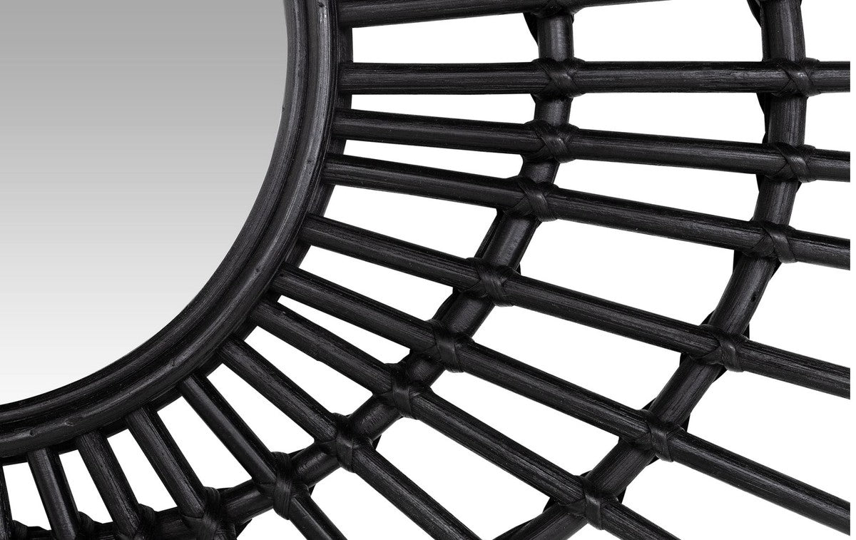 Designer Rattan Spiegel Schwarz Ø 75 cm - Deko Accessoires