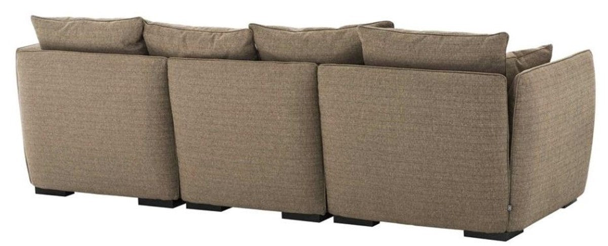 Designer 3er Sofa Braun - Luxus Hotel Möbel