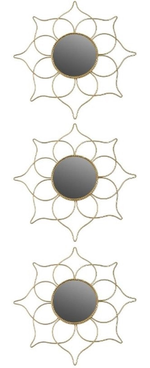 Designer Spiegel Set Gold Ø 25 cm - Wandspiegel 3er Set