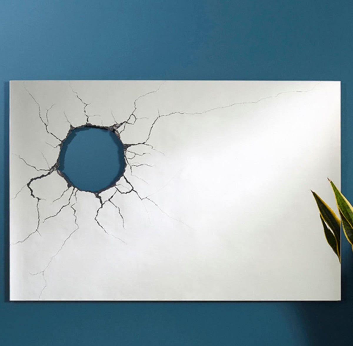 Luxus Wohnzimmer Wandspiegel 120 x H. 80 cm - Designer Spiegel mit Loch