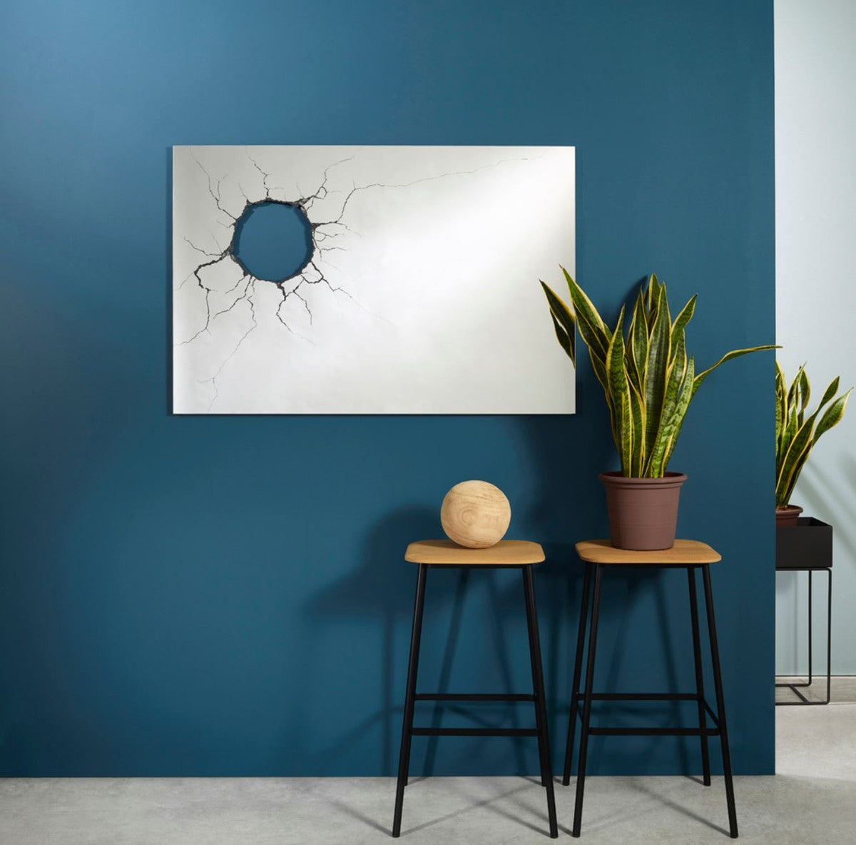 Luxus Wohnzimmer Wandspiegel 120 x H. 80 cm - Designer Spiegel mit Loch