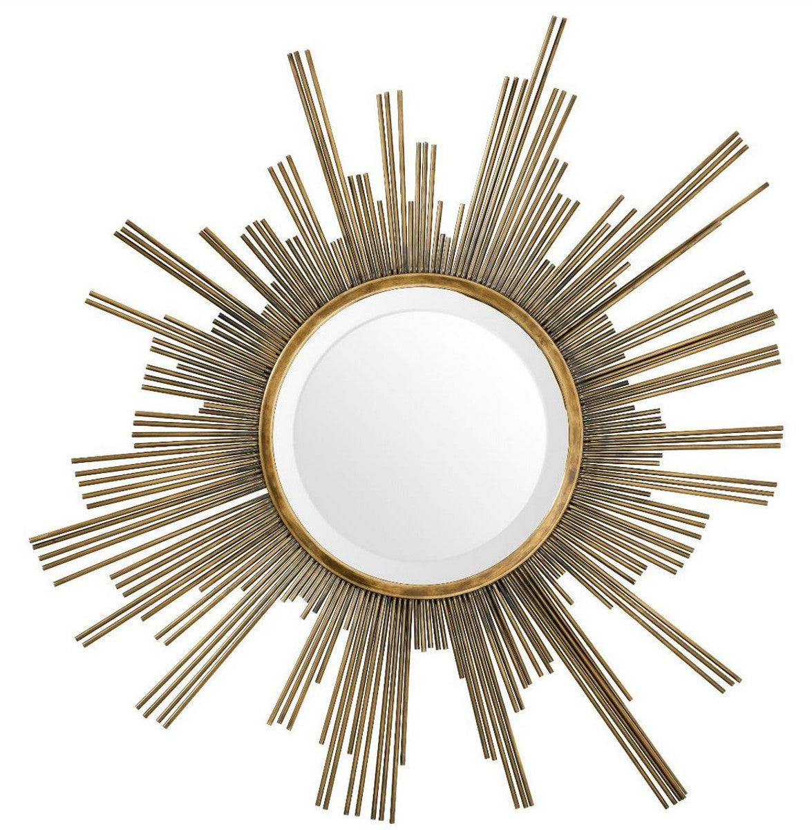 Designer Spiegel Vintage Messing Ø 82 cm - Garderobenspiegel - Wohnzimmer Spiegel - Luxus Wandspiegel