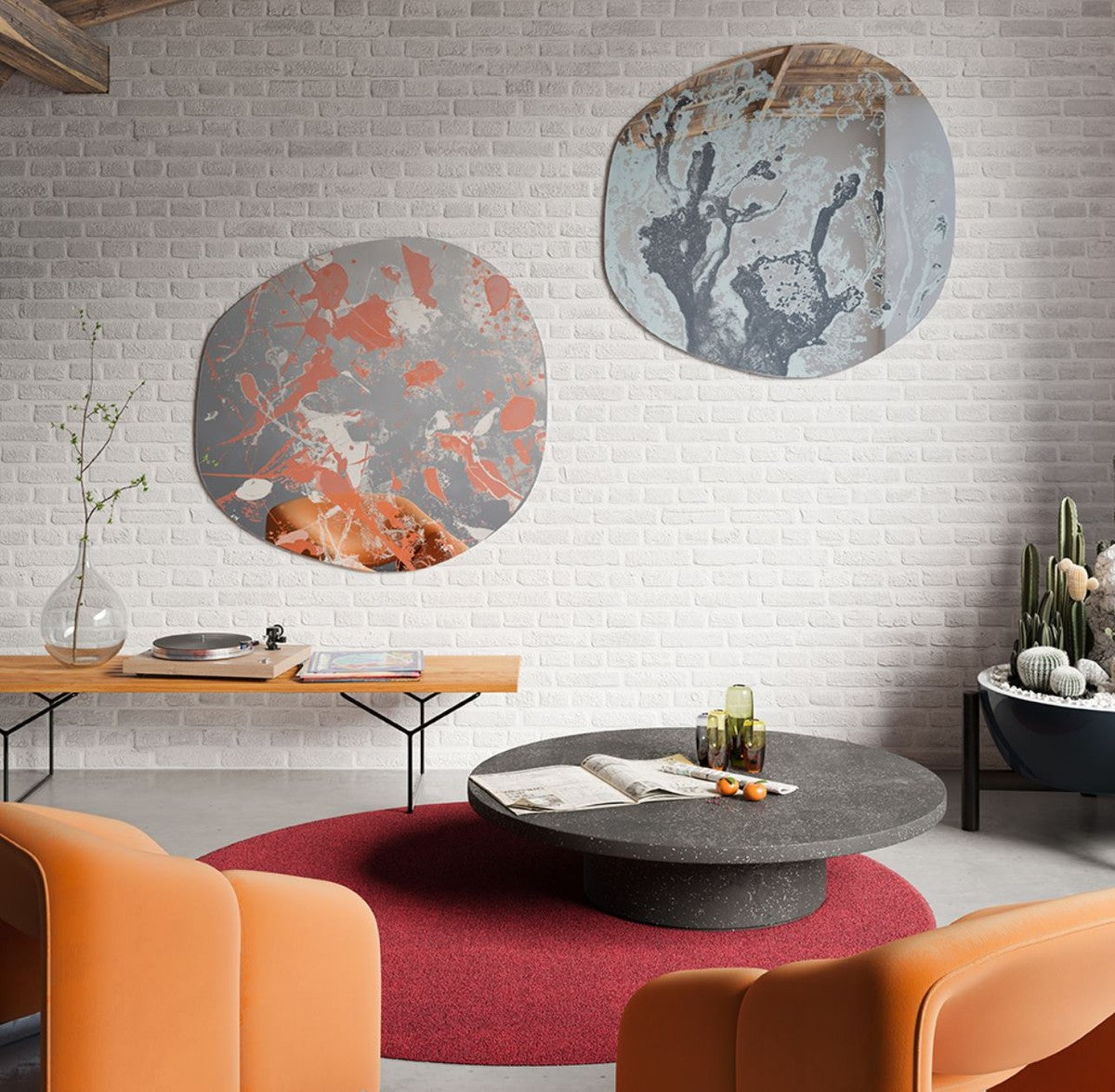 Designer Wandspiegel Rot 100 x H. 105 cm - Moderner Design Spiegel - Luxus Kollektion