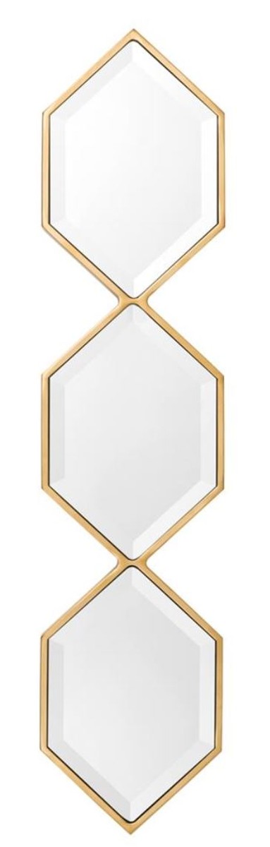 Designer Wandspiegel Gold 25 x H. 110 cm - Luxus Wohnzimmer Spiegel