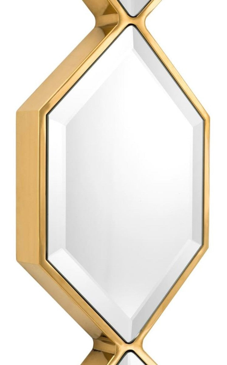 Designer Wandspiegel Gold 25 x H. 110 cm - Luxus Wohnzimmer Spiegel