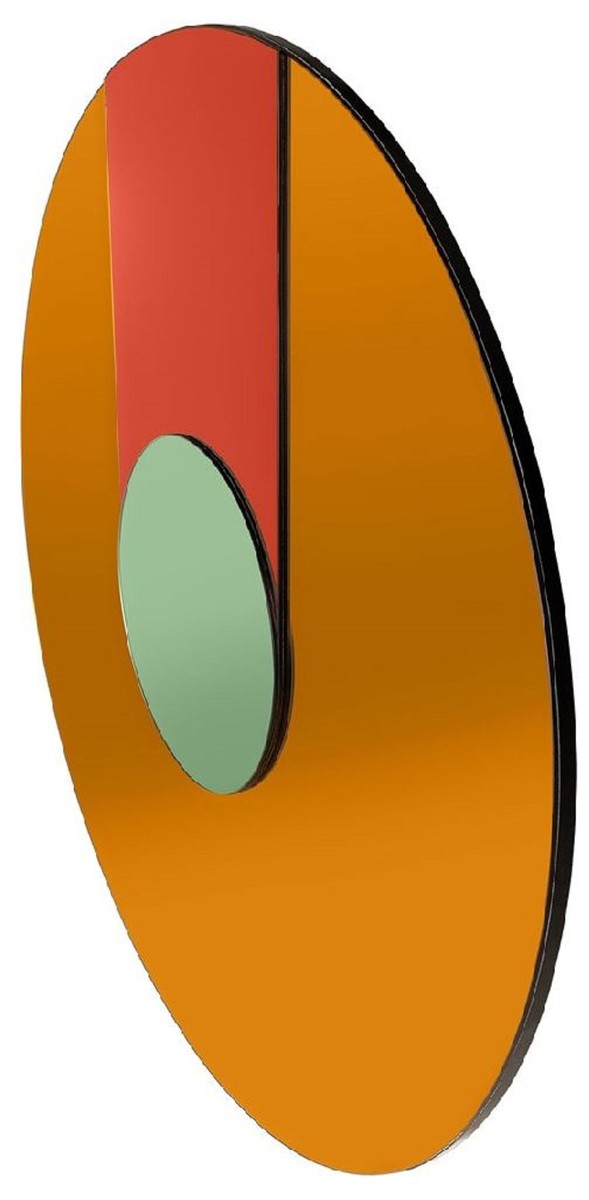 Designer Spiegel Mehrfarbig Ø 120 cm - Garderobenspiegel - Runder Wohnzimmer Wandspiegel - Designer Möbel - Luxus Qualität