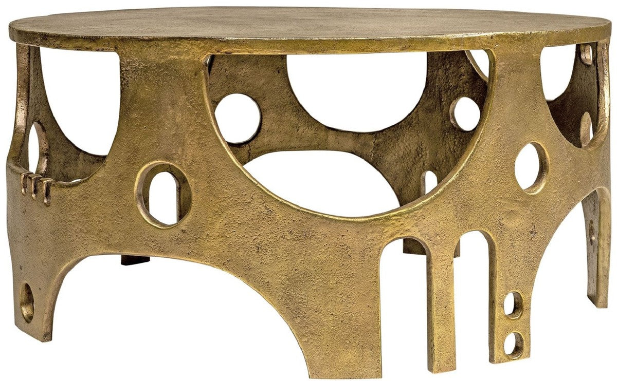 Designer Aluminium Couchtisch Bronzefarben Ø 70,5 x H. 34 cm - Runder Wohnzimmertisch - Wohnzimmer Möbel - Luxus Kollektion